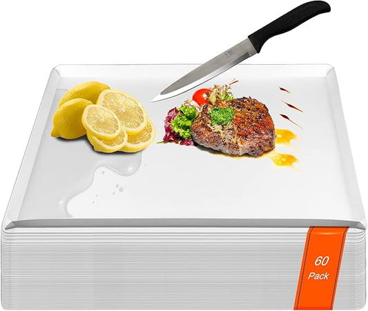ZVP Disposable Cutting Boards 60 Count, Collapsible Cutting Board Sheet with Built-in Crease, Flexible Plastic Cutting Mat for Kitchen and Commercial Use, 17 x 12 In White by ZVP