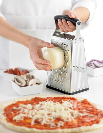 Cuisipro Stainless Steel Cheese Grater with Handle, 4 Sided Box Grater for Kitchen, Ginger Grater Dishwasher Safe, Fruit and Vegetables Slicer, Cheese Shredder for Potato, Chocolate, Parmesan, Ginger - Image 5