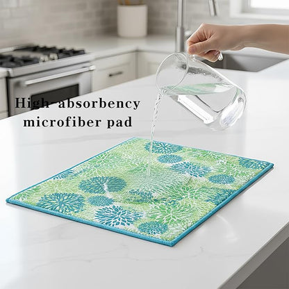 Dish Drying Mat by JM.JEEMI, Dish Drying Mats for Kitchen Counter, Kitchen Drying Mat Dish Mat - Microfiber, Green, 15 by 19.7 Inch - Image 4