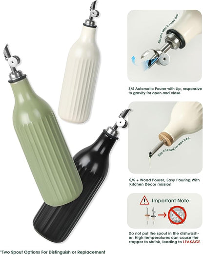 FE FUN ELEMENTS Olive Oil Dispenser Bottle, 19 oz Oil Dispenser for Kitchen and Vinegar Dispenser Bottle, Suitable for Vinegar, Coffee Syrups & Other Liquids, Green - Image 3
