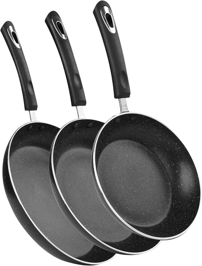 Frying Pan 3-Piece Set, Nonstick Skillet Set for Induction Cooktop, Frying Pan Nonstick 8 Inch+9.5 Inch +11 Inch (Black) - Image 2