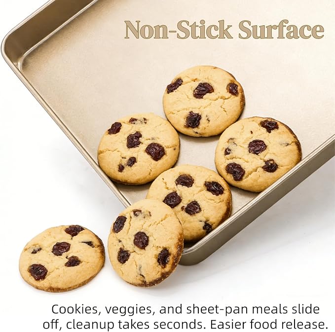Dicunoy 3 Pack Baking Sheet Pans 11 Inches x 11 Inches, Nonstick Square Baking Pan, Heavy Duty Cookie Sheets for Baking, Evenly Heating Toaster Oven Tray Deep Dish for Bread Brownie Cake