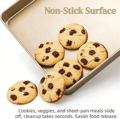 Dicunoy 3 Pack Baking Sheet Pans 11 Inches x 11 Inches, Nonstick Square Baking Pan, Heavy Duty Cookie Sheets for Baking, Evenly Heating Toaster Oven Tray Deep Dish for Bread Brownie Cake