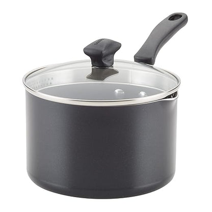 Farberware Cookstart DiamondMax Nonstick Straining Saucepan, Dishwasher Safe, 3 Quart, Black by Farberware