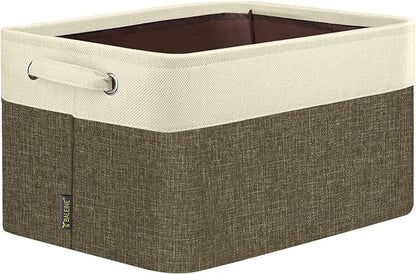 BALEINE 1 Pack Fabric Closet Storage Bins for Shelves, Linen Closet Organizers and Storage, Decorative Baskets for Organizing, Shelf, Clothes, Home, Office (Brown, 17''x13''x10.5'')