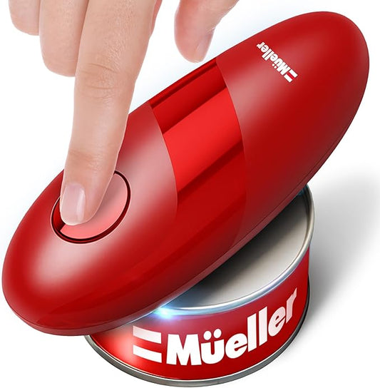 MUELLER HOME SmoothEdge Auto Can Opener Electric – Battery‑Operated with Magnet Lid Lifter – Portable Hands‑Free One Touch Can Opener for Seniors & Arthritis, Red Kitchen Accessories by MUELLERHOME