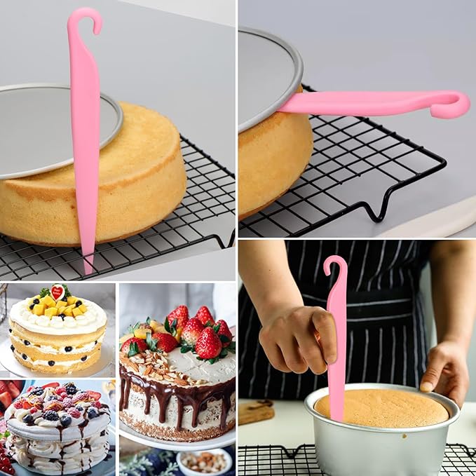 12 Pcs Adjustable Cake Smoother Set, Plastic Cake Decorating Tools Comb and Dough Scrapers for Baking Pastries (Pink) - Image 6