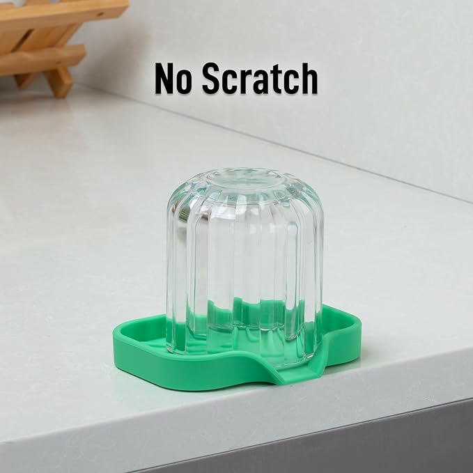 Zulay Kitchen Small Silicone Sponge Holder (4.9x3.3”) – Space-Saving Sink Organizer Tray for Sponge, Soap, Brush & More – Compact Non-Slip Dish for Kitchen & Bathroom (Carnival Glass) - Image 7