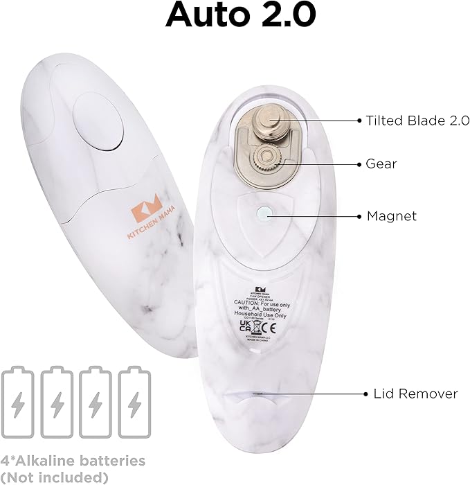 Kitchen Mama Auto 2.0 Electric Can Opener: Blade Opens Almost Any Can Pop or Soda Can - Automatic, Hands Free, Safe, Smooth Edge, Lid Remover, Battery Operated, Cordless, YES YOU CAN (Marble White) - Image 7