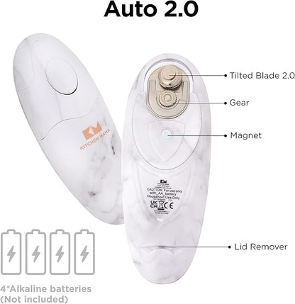 Kitchen Mama Auto 2.0 Electric Can Opener: Blade Opens Almost Any Can Pop or Soda Can - Automatic, Hands Free, Safe, Smooth Edge, Lid Remover, Battery Operated, Cordless, YES YOU CAN (Marble White) - Image 7