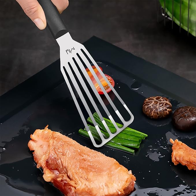 MIU Fish Spatula Stainless Steel, Slotted Flexible Metal, Lightweight Barbecue Turner, 6.5 inch Blade, Plastic Handle with Hole, Grilling Utensils - Image 4