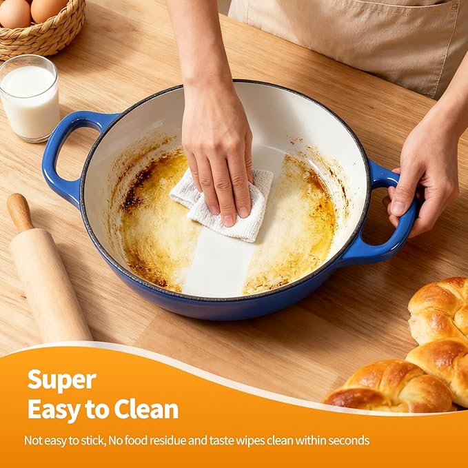 Mini Double Dutch Oven For Sourdough Bread Baking, 6QT Enameled Cast Iron Dutch Oven Pot With Lid, Non Stick Dual Round Bread Loaf Pan, 500°F Oven Safe, Sourdough Baking Pan For Homemade Baking