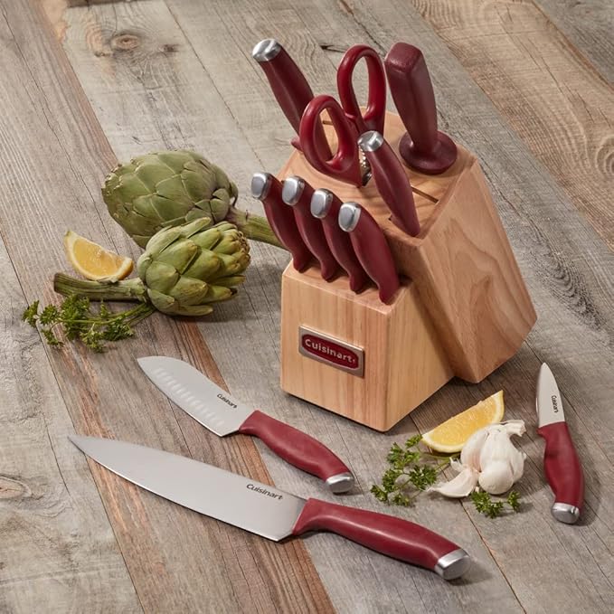 Cuisinart C77SSR-12P Color Pro Collection 12 Piece Knife Block Set, Red - Image 7
