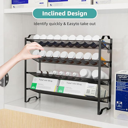 Simple Trending 2 Pack 4 Tier Spice Rack Organizer,Stackable Kitchen Counter Shelves,for Cabinet,Countertop,Pantry, Door or Wall Mount, Metal Mesh,Jars not Included, Black - Image 7