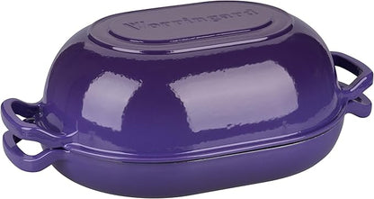 VORRINGARD Enameled Cast Iron Sourdough Bread Oven, Dutch Oven, Loaf Cast Iron Bread Pan for Homemade Bread Baking, Meatloaf Pan with Lid, 7QT, Purple - Image 9