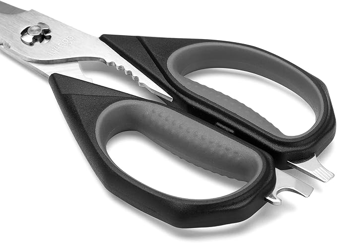 LIVINGO Kitchen Scissors, 2 Pack 9.25" Utility All Purpose Poultry Shears Heavy Duty Dishwasher Safe, Come Apart Sharp Stainless Steel Cooking Food Scissors for Cutting Meat, Chicken, Vegetable, Fish - Image 3