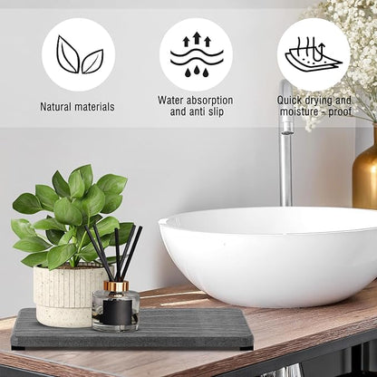 2PCS Water Absorbing Stone Tray, Fast Drying Stone Sink Tray, Water Absorbent Diatomite Trays, Stones Soap Trays, Diatomite Coasters for Kitchen Sink Bathroom Counter, Hand Soap Dish & Holders - Image 4