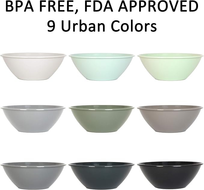 Youngever 10 inch 100 Ounce Plastic Mixing and Serving Bowls, Popcorn Bowls, Salad Bowls, Chip and Dip Serving Bowls, Set of 9 (Urban) - Image 5