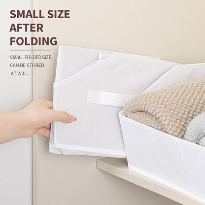Homsorout Closet Baskets for Shelves Trapezoid - Decorative Storage Baskets with Handle, Closet Bins for Organization, Shelf Storage Bins for Clothes, Books, Home, Office, 10 Pack, White - Image 6