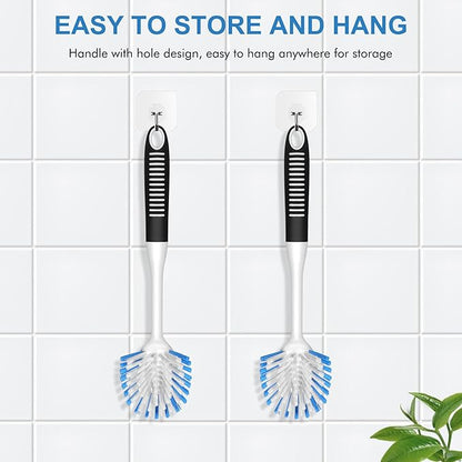 SetSail Dish Brush with Handle, 2 Pack Stiff Bristles Dish Scrubber with Built-in Scraper Dish Scrub Brushes for Cleaning Dishes, Pots and Pans, Kitchen Sink - Image 3