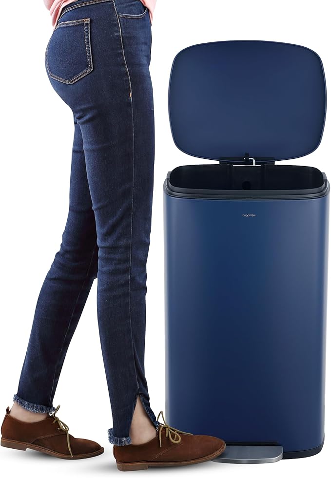 happimess HPM1011E Curtis 8-Gallon Step-Open Trash Can, Fingerprint Resistant, Modern, Minimalistic for Home, Kitchen, Laundry Room, Office, Bedroom, Bathroom, Denim Blue - Image 6