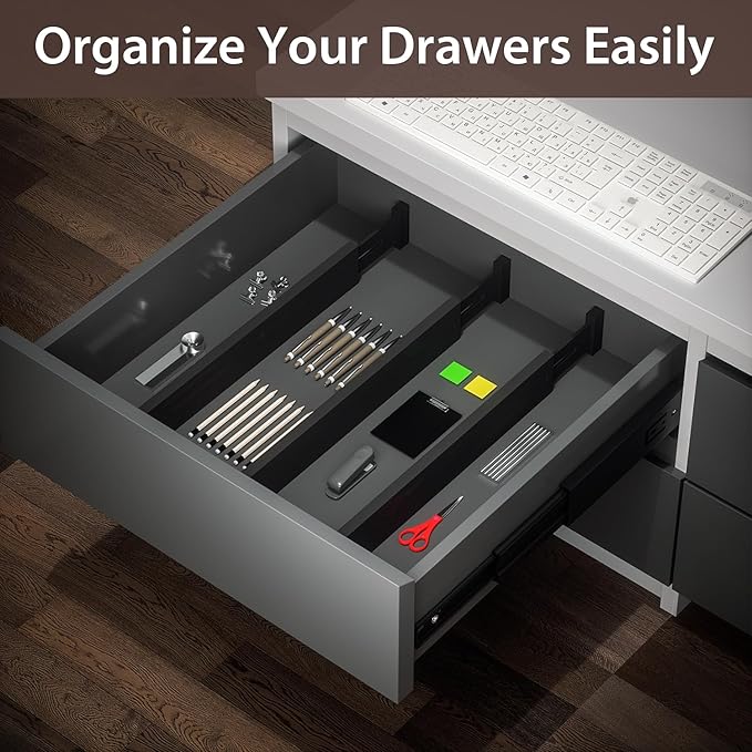 DUCOO 4 PCS Drawer Divider, 17"-22" Adjustable Bamboo Drawer Dividers Organizers, Expandable Separators for Kitchen, Clothes, Dressers, Home, Office, Black - Image 6