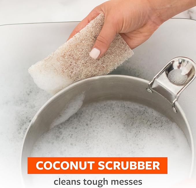 Full Circle Heavy Duty Scour Pads, Pack of 3 – Plant-Based Coconut Shell Scrubbers Made with Recycled Materials, Safe for Nonstick Cookware - Image 3
