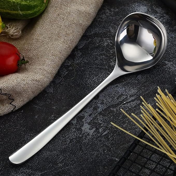 Comicfs 2 Pack Gravy Ladle, SUS 304 Stainless Steel Soup Ladle, Small Soup Ladles, Sauce Ladles, Small Serving Ladle, Solid Serving Spoon 8-Inch (Silver) - Image 4