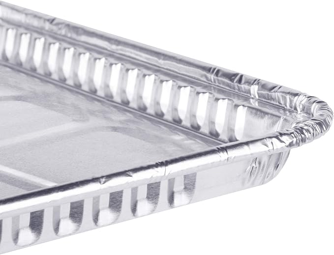 (25 Pack) 1/4 Size Cookie Sheet Baking Cake Pans l 12.8” x 8.9” Disposable Aluminum Foil Trays l Premium Heavy Duty Nonstick Baking Sheets Reusable - Image 3