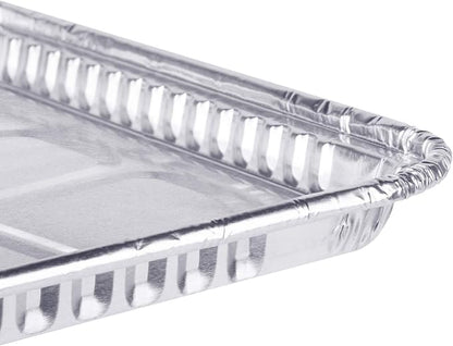(25 Pack) 1/4 Size Cookie Sheet Baking Cake Pans l 12.8” x 8.9” Disposable Aluminum Foil Trays l Premium Heavy Duty Nonstick Baking Sheets Reusable - Image 3