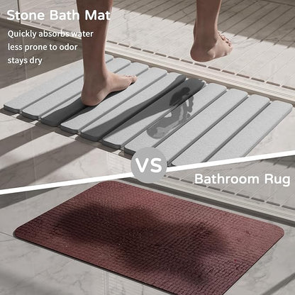 Foldable Stone Bath Mat, Quick Dry Stone Drying Mats for Bathroom, Super Absorbent Rollable Bath Mat, Non Slip, Large Diatomaceous Earth Dish Drying Mats for Kitchen Counter, 23.5 x 15.4in - Image 7