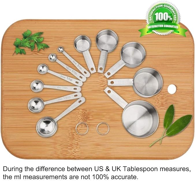Accmor 11 Piece Stainless Steel Measuring Spoons Cups Set, Premium Stackable Tablespoons Measuring Set for Gift Dry Liquid Ingredients Cooking Baking - Image 3
