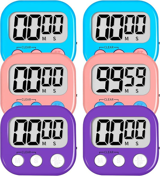 ZILLEN 6 Pack Kitchen Timers for Cooking Digital Classroom Timers for Kids Teachers Blue Pink Purple by ZILLEEN