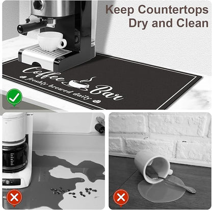CooRug Absorbent Coffee Mat, Fashion Dish Drying Mat for Kitchen Counter Coffee Bar Accessories Espresso Machine Dish Rack 17" x 32" Black - Image 5