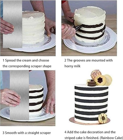 8.7 Inche Stainless Steel Cake Scraper，Double Sided Patterned Edge Stripe Edge Smoother Scraper Cake Decorating，Cake Decorating Comb Cake Scraper (1, 1-2) - Image 7
