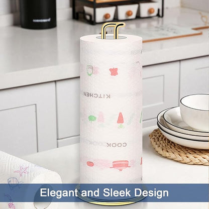 NearMoon Paper Towel Holder, Sturdy Paper Towel Stand Dispenser-All Metal, Standard or Jumbo-Sized for Kitchen Countertop, Farmhouse, Living Room (1 Pack, Gold) - Image 8