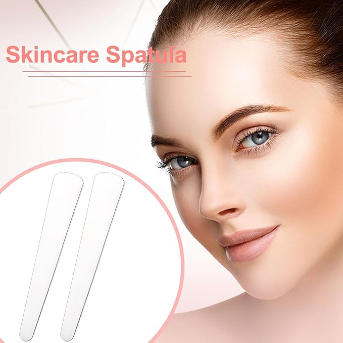 Pndeyo 3pcs Mini Stainless Steel Makeup Spatula, Reusable Cosmetic Cream Spatulas Spoon, Skincare Scoop Applicator Facial Massage Beauty Tools for Mixing and Sampling Face Eye Cream- 2.79"×0.52"