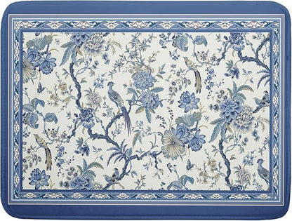 Giwawa Chinoiserie Dish Drying Mat 18x24in Blue White Oriental Floral Birds Kitchen Drainer Mats Porcelain Flowers Absorbent Microfiber Dish Drying Pad Large for Countertop Home Decor