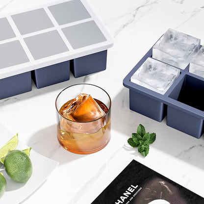 Large Ice Cube Tray for Whiskey: FDDBI Silicone Ice Cube Trays with Lid - 2Pack Big Square Old Fashioned Ice Cube Maker for Cocktail - 2inch Huge Cubed Ice Trays for Whisky - Image 6