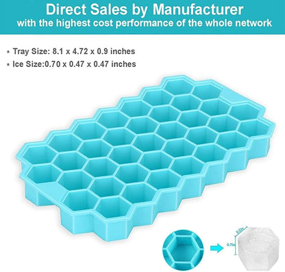 Azyh Ice Cube Trays with Lid, 2 Pack Silicone Ice Cube Trays with Lid-37 Grid, Easy-Release 74 PCS Small Ice Cubes for Iced Coffee Cocktail Whisky Chocolate Soup Food,BPA Free,Durable,Dishwasher Safe - Image 5