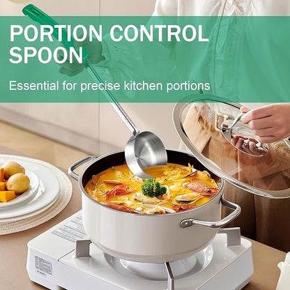 4 Ounce Solid Stainless Steel Portion Control Ladle Spoon - Pizza Sauce Serving Spoons Portion Ladle for Sauces, Perfect for Weight Watchers, Buffets, Parties