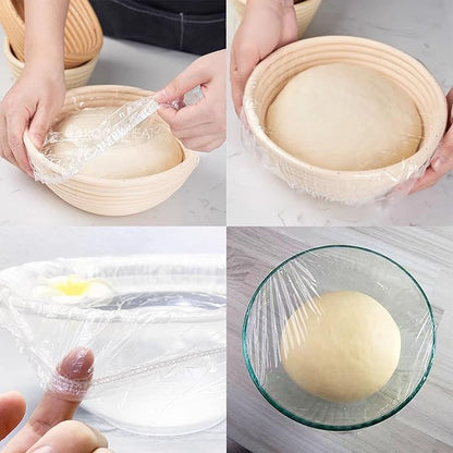 300 Pcs Reusable Elastic Food Covers –Stretchable Bowl & Plate Covers for Bread Proofing Food Storage Picnics. BPA Free, Dishwasher Safe, Universal Fit Clear Adjustable Bread Fermentation Basket Cover - Image 2