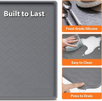 TigeJoy 40" x 22" Under Sink Mats for Kitchen Waterproof, Leak-Proof Silicone Mat Sink Protector and Cabinet Liner, Kitchen Essentials Organizer and Storage, Boot or Shoe Tray, Pet Feeding Mat