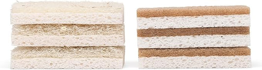 Full Circle Nutcase, Plant-Based Scrubber Sponges – Pack of 6 – 3 Walnut & 3 Coconut – Powerful Natural Sponges Made with Plants & Recycled Materials, Safe for Nonstick by FULLCIRCLE