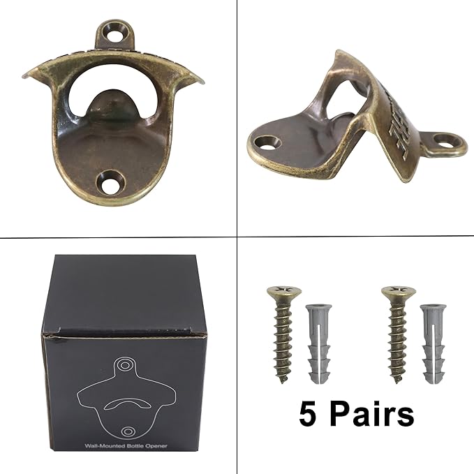 Antique Bronze Beer Cap Opener Moubtable for Post, Old Fashioned Bottle Opener Wall Mounted Stainless (5 Packs) - Image 5