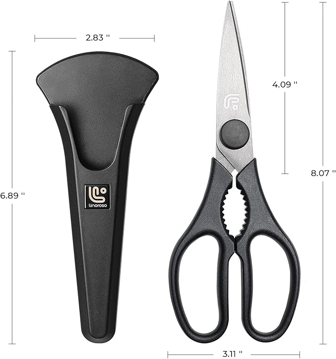 Linoroso Kitchen Shears Heavy Duty Kitchen Scissors with Magnetic Holder, Dishwasher Safe Scissors All Purpose Come Apart Blade Made with Japanese Steel 4034 for Meat/Vegetables/BBQ/Herbs, Black - Image 6