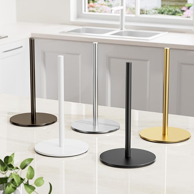 Black Paper Towel Holder Free-Standing, Premium Stainless Steel Paper Rolls Organizer Countertop, Classic Fashion Kitchen Roll Dispenser - Image 8