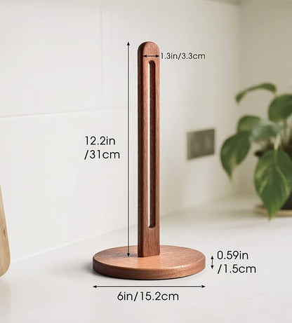 Acacia Wooden Paper Towel Holder Stand for Jumbo Roll - Stylish Kitchen Paper Rack Bathroom Towel Roll Stand Organizer, UA, Solid Wood Simply Standing Countertop Paper Roll Holder, Standard - Image 6