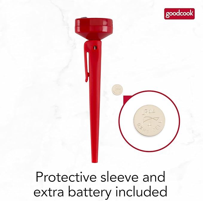 GoodCook Everyday Digital Food Thermometer Instant Read with Stainless Steel Probe, Fahrenheit & Celsius Display & Includes Storage Sleeve, Red - Image 9