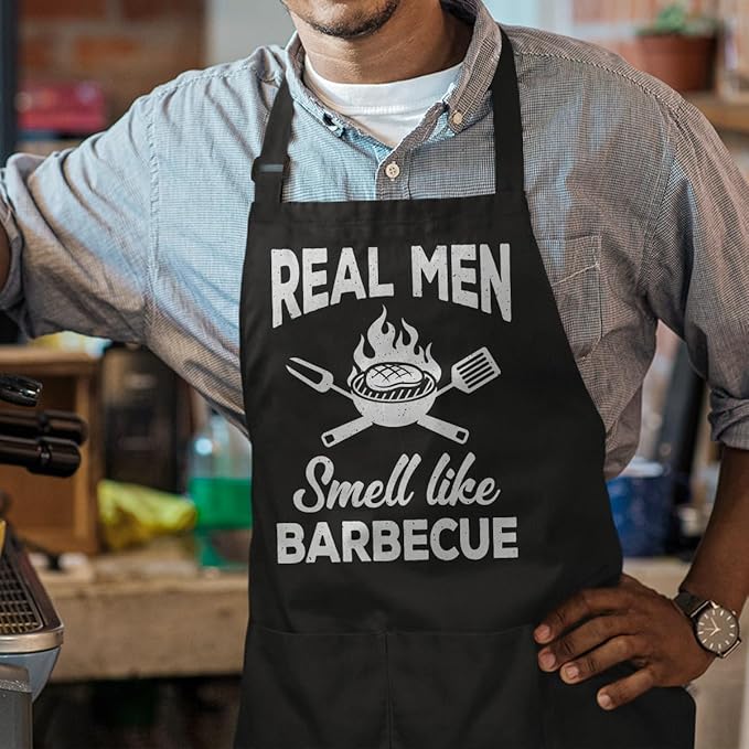 SANDJEST Funny Mens Aprons with Pockets for BBQ Grilling Cooking Grandpa Husband Apron for Birthday Christmas Father's Day